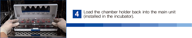 Load the chamber holder back into the main unit (installed in the incubator).