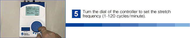 Turn the dial of the controller to set the stretch frequency (1-120 cycles/minute).